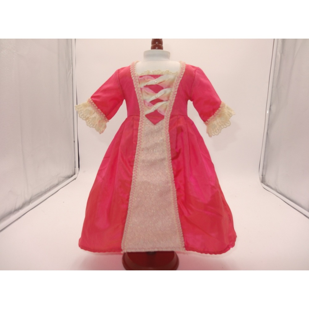 American Girl Elizabeth Meet Doll Dress Pink Taffeta Gown 18 Inch Doll Outfit